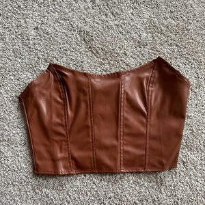 Brown Leather Women's Top